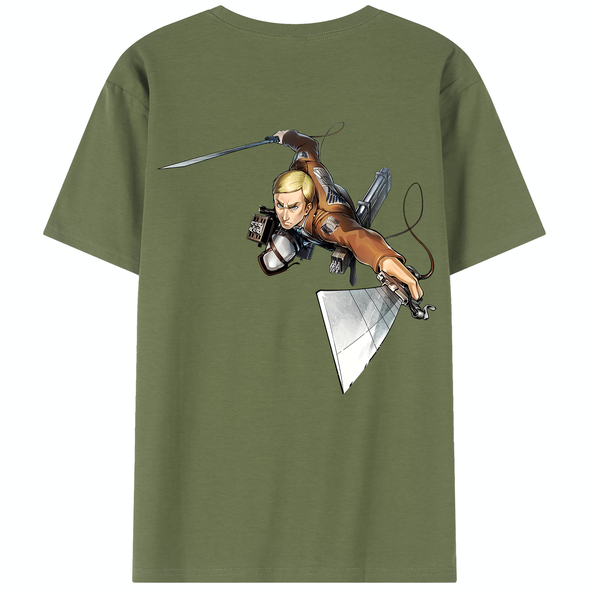 （画像用） 進撃の巨人 エルヴィン・スミス Attack on Titan Erwin Smith 綿100％半袖Tシャツ（背面プリント）